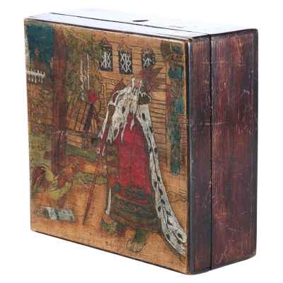 Шкатулка по иллюстрации Билибина «Жил-был царь ...». Сергиев-Посад начало ХХ века