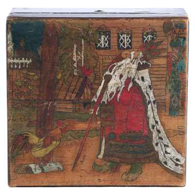 Шкатулка по иллюстрации Билибина «Жил-был царь ...». Сергиев-Посад начало ХХ века