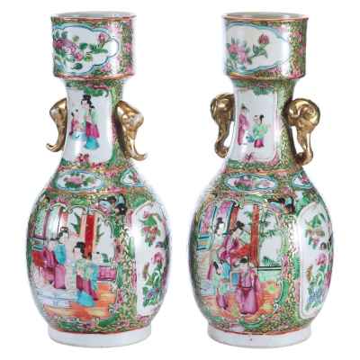 Парные вазы «Сцены из жизни дворцовых дам» Китай Середина XIX века