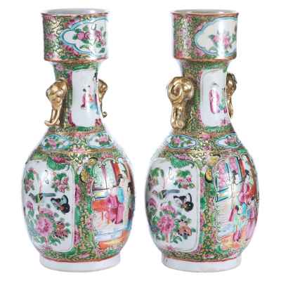 Парные вазы «Сцены из жизни дворцовых дам» Китай Середина XIX века