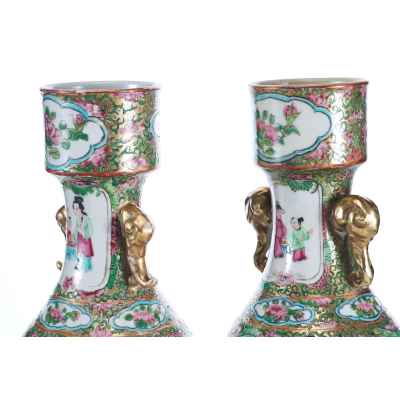 Парные вазы «Сцены из жизни дворцовых дам» Китай Середина XIX века