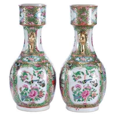 Парные вазы «Сцены из жизни дворцовых дам» Китай Середина XIX века