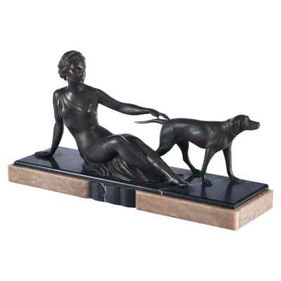Скульптурная композиция «Девушка с собакой» Европа Начало XX века