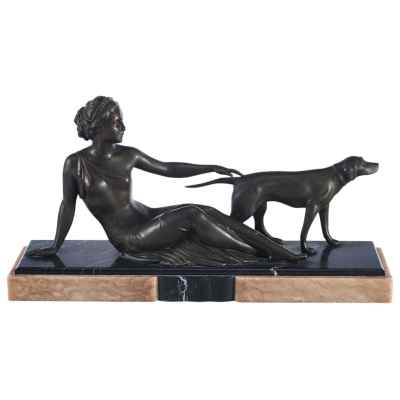 Скульптурная композиция «Девушка с собакой» Европа Начало XX века
