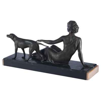 Скульптурная композиция «Девушка с собакой» Европа Начало XX века
