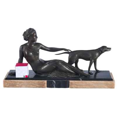 Скульптурная композиция «Девушка с собакой» Европа Начало XX века