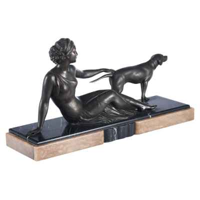 Скульптурная композиция «Девушка с собакой» Европа Начало XX века