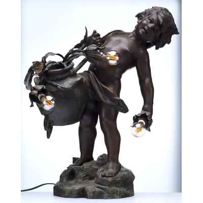 Светильник «Мальчик с корзиной цветов» Европа конец XIX— начало XХ вв