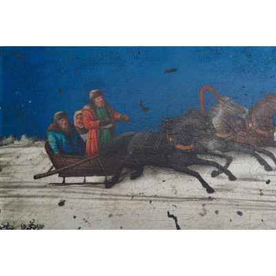 Шкатулка «Тройка зимняя» Фабрика О.Ф. Вишнякова с сыновьями конец 1880-гг