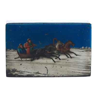 Шкатулка «Тройка зимняя» Фабрика О.Ф. Вишнякова с сыновьями конец 1880-гг