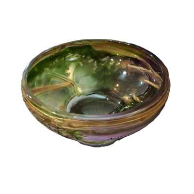 Ваза подписная стекло, эмали, Богемия втор. пол. ХХ в. 15х7 см. Богемия первая половина XX века