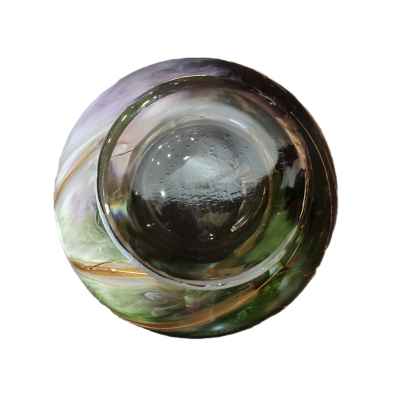 Ваза подписная стекло, эмали, Богемия втор. пол. ХХ в. 15х7 см. Богемия первая половина XX века