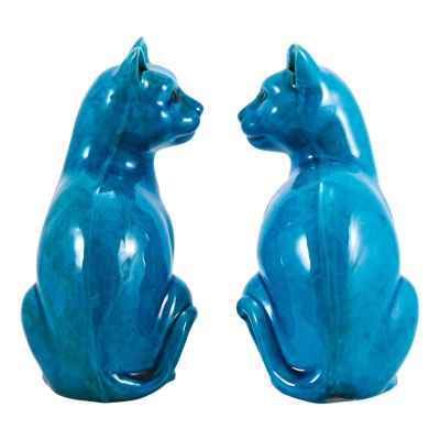 Парные скульптуры «Бирюзовые коты» Китай около 1966 г