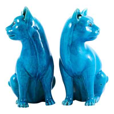 Парные скульптуры «Бирюзовые коты» Китай около 1966 г