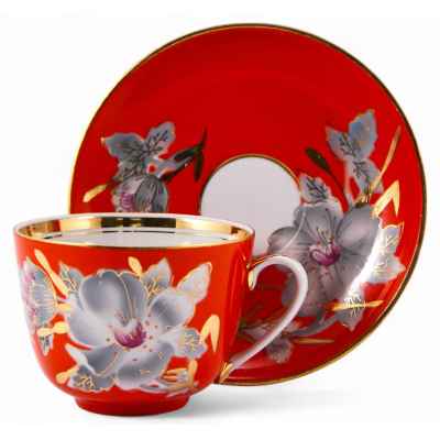 Чайная пара Мальва Барановский ф.з. 1970-е гг. Барановский фарфоровый завод им. Ленина 1970-гг