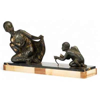 Скульптурная композиция «Девушка и Амур» Франция 1920- гг