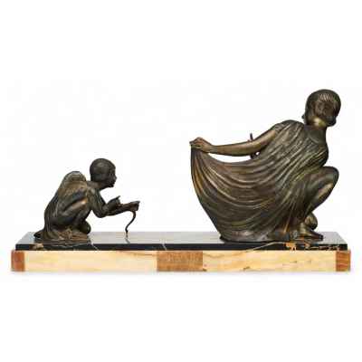 Скульптурная композиция «Девушка и Амур» Франция 1920- гг