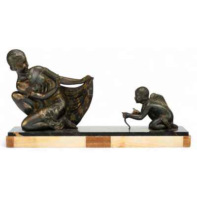 Скульптурная композиция «Девушка и Амур» Франция 1920- гг