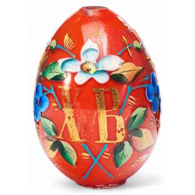 Яйцо пасхальное, в центре золотистые буквы “ХВ” Россия конец XIX - начало XX вв