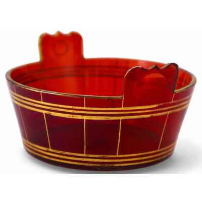 Сахарница кадушка ушат Русский стиль рубиновое стекло золочение кон. XIX в. Богемия конец XIX-XX вв