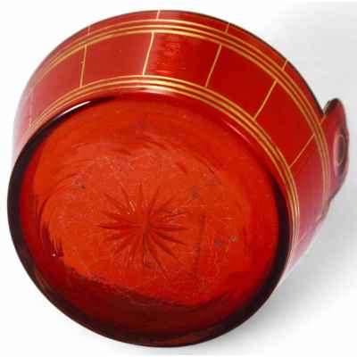 Сахарница кадушка ушат Русский стиль рубиновое стекло золочение кон. XIX в. Богемия конец XIX-XX вв