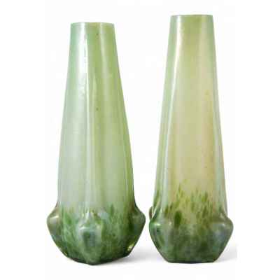 Парные вазы в стиле модерн стекло с ирризацией Российская Империя? нач. ХХ в.  конец XIX- начало XX вв