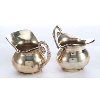 Сливочники парные серебро 800 пр. Италия 1960-е гг. 81 гр. Н-4,5 см. Италия 1960-е гг