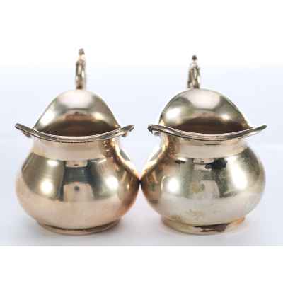 Сливочники парные серебро 800 пр. Италия 1960-е гг. 81 гр. Н-4,5 см. Италия 1960-е гг
