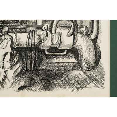 Маркин Г. И. литография В котельной НТМК 1976 г. 46x55,2 см. Нижний Тагил 1976