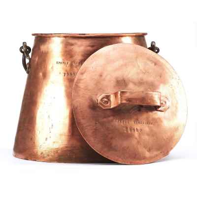 Медная емкость с крышкой Братья Злоказовы Екатеринбург 1904 г. Торговый дом “Братья Злоказовы” 1904