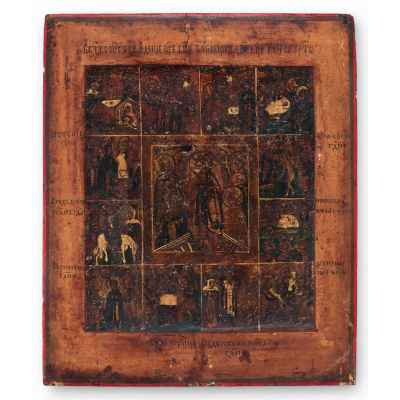 Икона Воскресение Христово с двунадесятыми праздниками  Последняя четверть XIX века