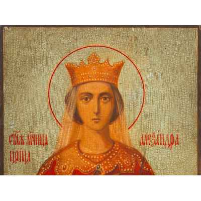 Икона Святая мученица царица Александра масло, ХХ в. 27,5x19,7x2,5 см.  ХХ век