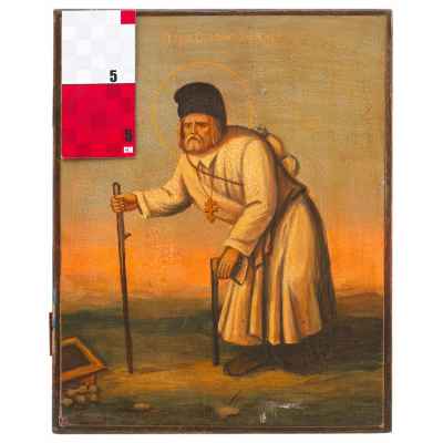 Икона Преподобный Серафим Саровский масло, ХХ в. 28,5x23,3x3 см.  ХХ век