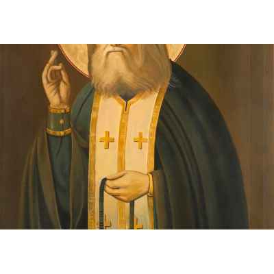 Икона Святой преподобный Серафим Саровский. дерево  