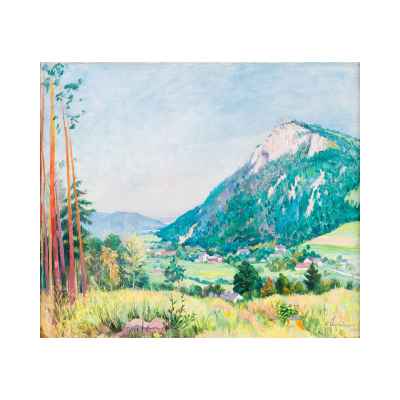 С. Brockelmann Горный пейзаж х/м Европа 1929 г. 65,5x75,5 см. Европа 1929