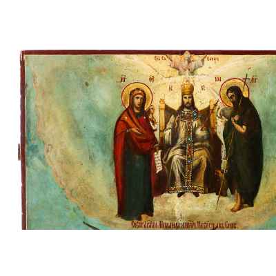 Икона Собор Архангела Михаила и прочих Небесных Сил бесплотных масло сер. XIX в. 65x50 см.  конец ХІХ века