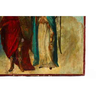 Икона Собор Архангела Михаила и прочих Небесных Сил бесплотных масло сер. XIX в. 65x50 см.  конец ХІХ века