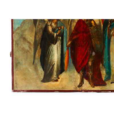 Икона Собор Архангела Михаила и прочих Небесных Сил бесплотных масло сер. XIX в. 65x50 см.  конец ХІХ века