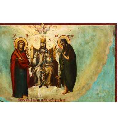 Икона Собор Архангела Михаила и прочих Небесных Сил бесплотных масло сер. XIX в. 65x50 см.  конец ХІХ века