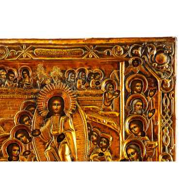 Икона в окладе Воскресение Сошествие во Ад темпера, латунь кон. XIX в. 62x47,5 см.  вторая половина ХІХ века