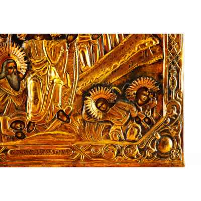 Икона в окладе Воскресение Сошествие во Ад темпера, латунь кон. XIX в. 62x47,5 см.  вторая половина ХІХ века