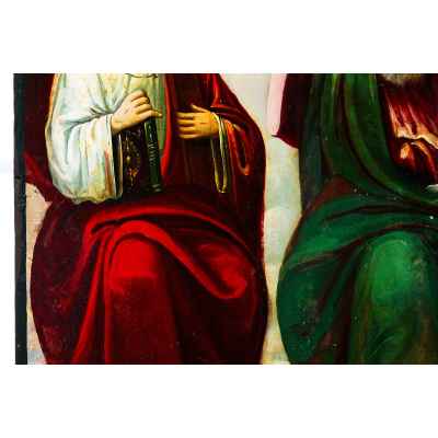 Икона Троица Новозаветная Отечество кон. XIX в. масло 58,3x39 см.  Конец XIX века