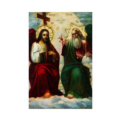 Икона Троица Новозаветная Отечество кон. XIX в. масло 58,3x39 см.  Конец XIX века