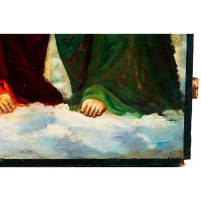 Икона Троица Новозаветная Отечество кон. XIX в. масло 58,3x39 см.  Конец XIX века