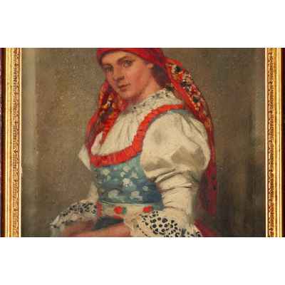 К. Mayer Девушка в национальном костюме картон, масло Австрия 1920-гг. 34,2x26,4 см. Австрия 1920-гг
