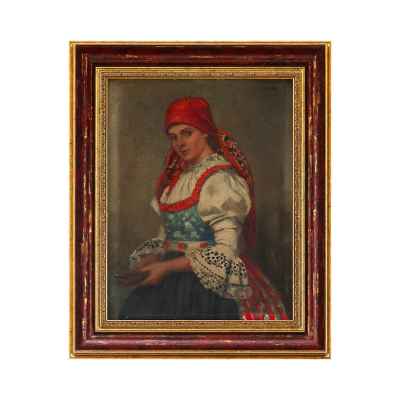 К. Mayer Девушка в национальном костюме картон, масло Австрия 1920-гг. 34,2x26,4 см. Австрия 1920-гг