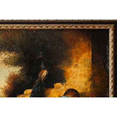 Богдан Каудецкий картина Птичий двор дерево, мало 1920–30-е гг. 37 x 50 см. Германия 1920 - 1930-гг