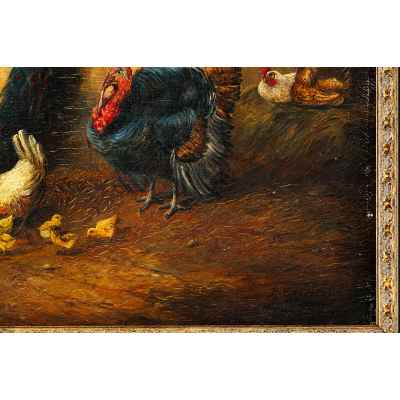 Богдан Каудецкий картина Птичий двор дерево, мало 1920–30-е гг. 37 x 50 см. Германия 1920 - 1930-гг