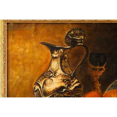 Kate Rammelt-Burqer Натюрморт с подсвечником и фруктами холст на карт., масло германия нач. ХХ в. 36,5x58,5 см. Германия Начало XX века