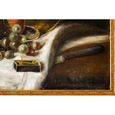 Jud Zwaart Натюрморт с серебряным кувшином х/м Австрия 1920-гг. 34x46 см. Австрия 1920-гг